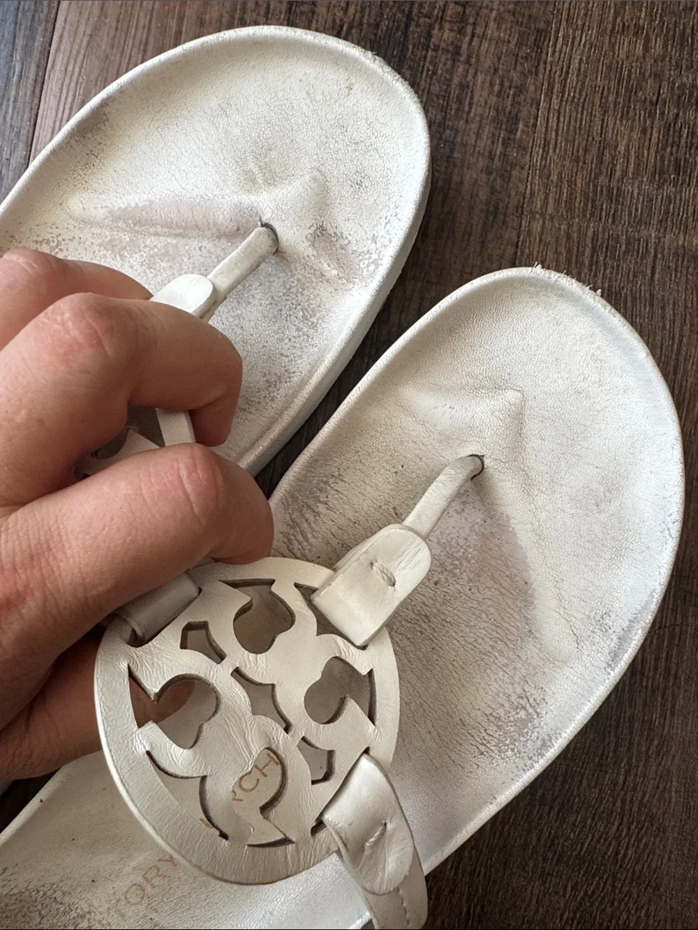 Tory Burch white  Logo Thong Sandals